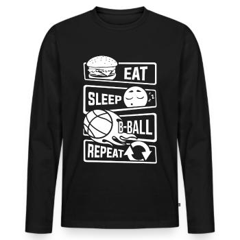 Eat Sleep Basketball Répétition - Jeux B-Ball - T-shirt manches longues Premium bio Homme - noir - Devant - Nico (187cm)
