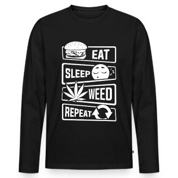 Eat Sleep Weed Repeat - Cannabis THC CBD Smoking Weed - Men's Premium Organic Long Sleeve Shirt - black - Front - Nico (187cm)