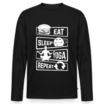 Eat Sleep Yoga Repeat - Meditation Joga Yogi Geist - Männer Premium Bio Langarmshirt - Schwarz - Vorne - Nico (187cm)