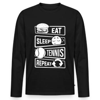 Eat Sleep Tennis Repeat - Racquets Ball Sports - Men's Premium Organic Long Sleeve Shirt - black - Front - Nico (187cm)
