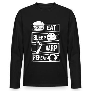 Mangez le sommeil harpe Répétition - harpe instrument à cordes - T-shirt manches longues Premium bio Homme - noir - Devant - Nico (187cm)