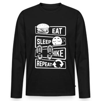 Eat Sleep Hike Repeat - Hiking Nature Mountain Sports - Men's Premium Organic Long Sleeve Shirt - black - Front - Nico (187cm)