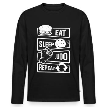 Eat Sleep Judo Repeat - Kampfsport Verteidigung - Männer Premium Bio Langarmshirt - Schwarz - Vorne - Nico (187cm)