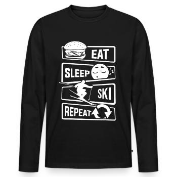 Eat Sleep Ski Repeat - Schifahren Skifahren Winter - Männer Premium Bio Langarmshirt - Schwarz - Vorne - Nico (187cm)