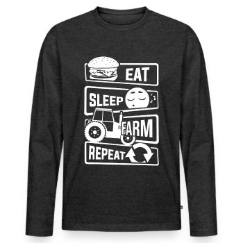 Mangez le sommeil Repeat ferme - agriculteur paysan Ferme - T-shirt manches longues Premium bio Homme - anthracite chiné - Devant - Nico (187cm)