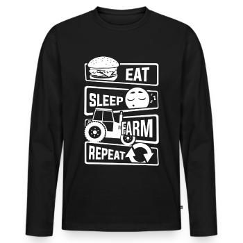 Eat Sleep Farm Repeat - Farmer Farmer Farm - Men's Premium Organic Long Sleeve Shirt - black - Front - Nico (187cm)
