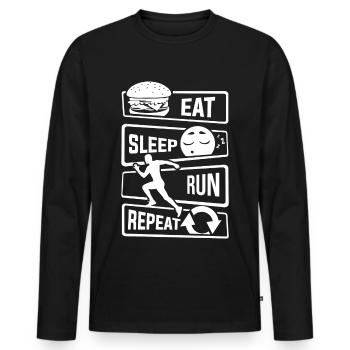 Eat Sleep Run Repeat - Running Runner Fitness Sport - Men's Premium Organic Long Sleeve Shirt - black - Front - Nico (187cm)