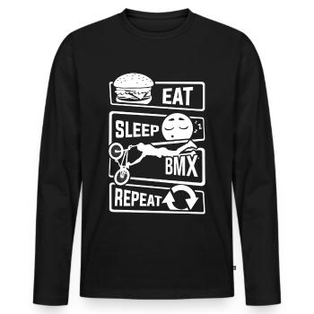 Eat Sleep BMX Repeat - Fahrrad Radsport Stunt Bike - Männer Premium Bio Langarmshirt - Schwarz - Vorne - Nico (187cm)