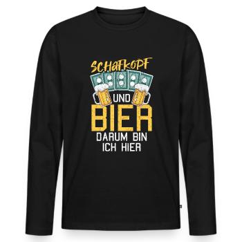 Schafkopf und Bier Kartenspiel Schafkopfen - Männer Premium Bio Langarmshirt - Schwarz - Vorne - Nico (187cm)