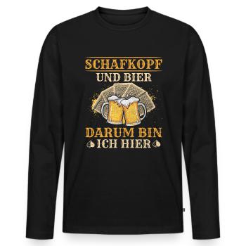 Schafkopf und Bier Kartenspiel Schafkopfen - Männer Premium Bio Langarmshirt - Schwarz - Vorne - Nico (187cm)
