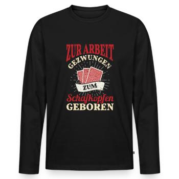 Zum Schafkopfen geboren Kartenspiel Schafkopf - Männer Premium Bio Langarmshirt - Schwarz - Vorne - Nico (187cm)