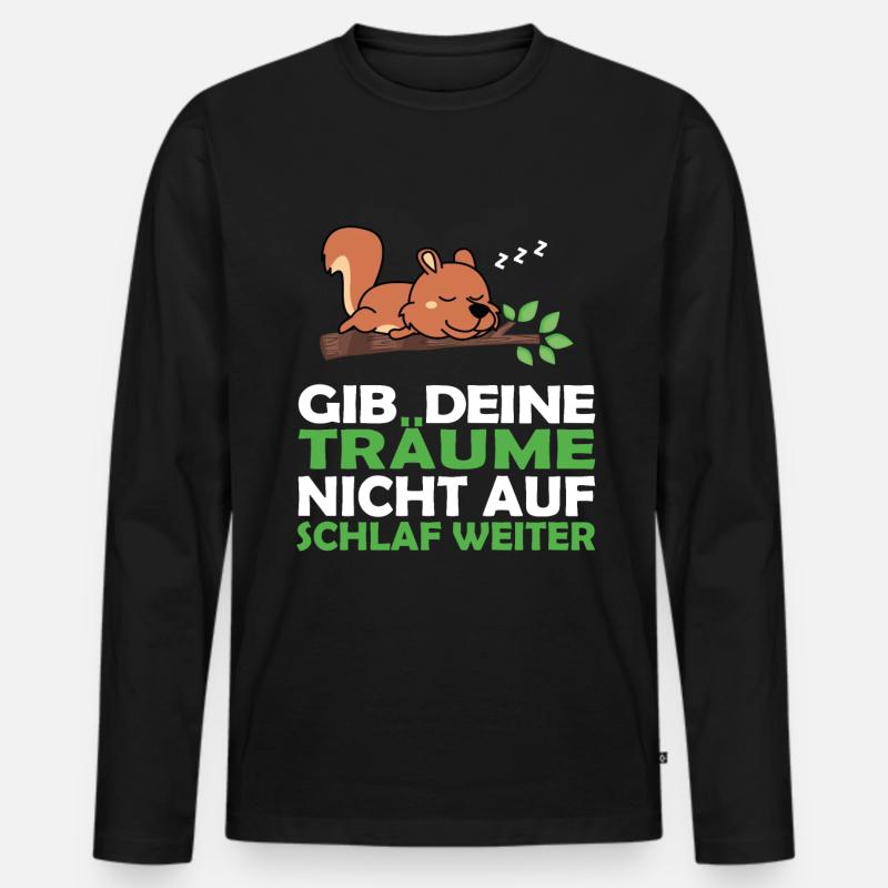Schlafshirt Pyjama Schlafanzug Eichhörnchen - Männer Premium Bio Langarmshirt - Schwarz