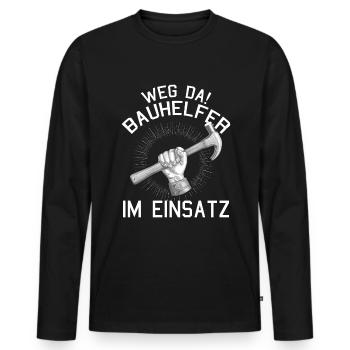 Bauhelfer im Einsatz Richtfest Hausbau - Männer Premium Bio Langarmshirt - Schwarz - Vorne - Nico (187cm)