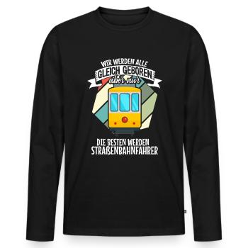 Straßenbahnfahrer nur die Besten Straßenbahn - Männer Premium Bio Langarmshirt - Schwarz - Vorne - Nico (187cm)