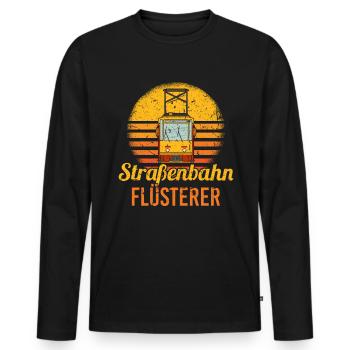 Retro Straßenbahn Flüsterer Straßenbahnfahrer - Männer Premium Bio Langarmshirt - Schwarz - Vorne - Nico (187cm)