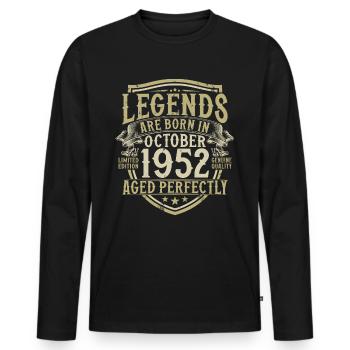 Octobre 1952 Vintage Vintage Rétro Anniversaire - T-shirt manches longues Premium bio Homme - noir - Devant - Nico (187cm)