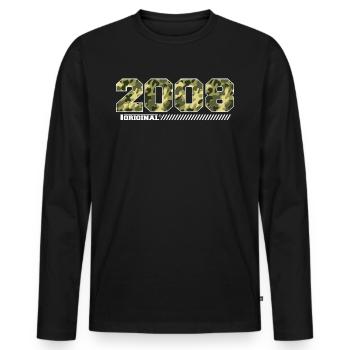 2008 Cadeau Anniversaire Vintage 2008 Armée - T-shirt manches longues Premium bio Homme - noir - Devant - Nico (187cm)