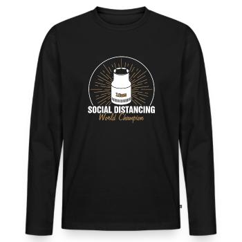 Champion du monde de distance sociale à douille 10 mm - T-shirt manches longues Premium bio Homme - noir - Devant - Nico (187cm)