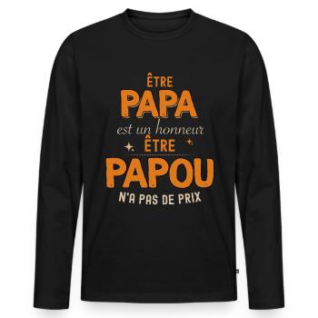 Papa et papou exceptionnel - T-shirt manches longues Premium bio Homme - noir - Devant - Nico (187cm)
