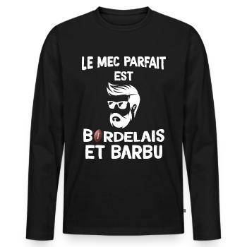 Mec Parfait De Bordeaux - T-shirt manches longues Premium bio Homme - noir - Devant - Nico (187cm)
