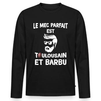 Toulousain Barbu Donc Mec Parfait - T-shirt manches longues Premium bio Homme - noir - Devant - Nico (187cm)