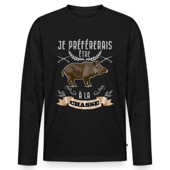 Chasse Cadeau Homme Humour Chasseur - T-shirt manches longues Premium bio Homme - noir - Devant - Nico (187cm)
