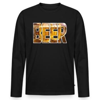 Bier à bière - T-shirt manches longues Premium bio Homme - noir - Devant - Nico (187cm)