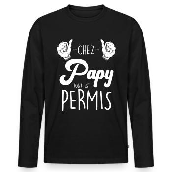 Mon Papy D'amour Papy Gâteau Citation Grand Père - T-shirt manches longues Premium bio Homme - noir - Devant - Nico (187cm)