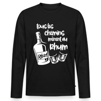 Le Bon Rhum De Papa Cadeau Humour - T-shirt manches longues Premium bio Homme - noir - Devant - Nico (187cm)