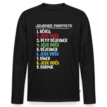 Journée parfaite Pour Un Gamer Jeux Vidéo - T-shirt manches longues Premium bio Homme - noir - Devant - Nico (187cm)