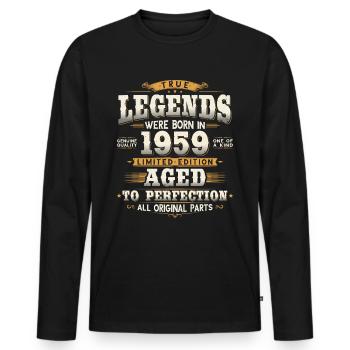 Né en 1959 Cadeau d’anniversaire Legends - T-shirt manches longues Premium bio Homme - noir - Devant - Nico (187cm)