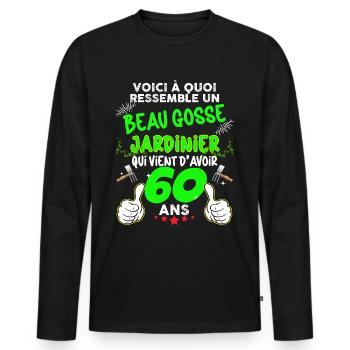 Mann 60 Jahre alter Gärtner gutaussehendes Kind Papa Onkel - Männer Premium Bio Langarmshirt - Schwarz - Vorne - Nico (187cm)