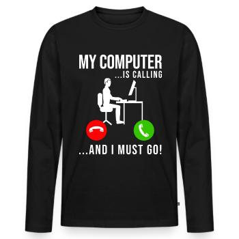 Programmierer Entwickler Programmierer Programmieren IT Computer - Männer Premium Bio Langarmshirt - Schwarz - Vorne - Nico (187cm)