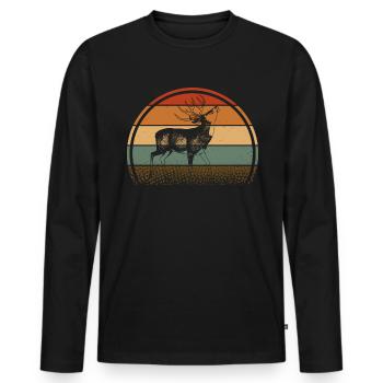 Chevreuil - T-shirt manches longues Premium bio Homme - noir - Devant - Nico (187cm)