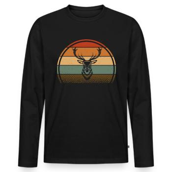 Cerf - T-shirt manches longues Premium bio Homme - noir - Devant - Nico (187cm)