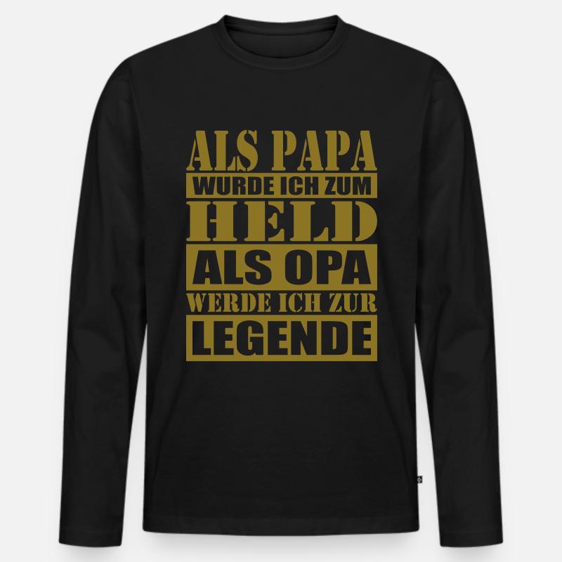 Opa Held Legende - Männer Premium Bio Langarmshirt - Schwarz