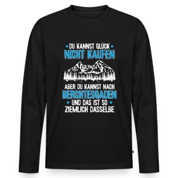 Watzmann Gipfel Berchtesgaden Glück Wandern - Männer Premium Bio Langarmshirt - Schwarz - Vorne - Nico (187cm)