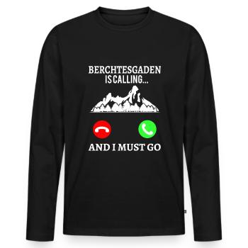 Watzmann Gipfel Berchtesgaden ruft Wandern - Männer Premium Bio Langarmshirt - Schwarz - Vorne - Nico (187cm)