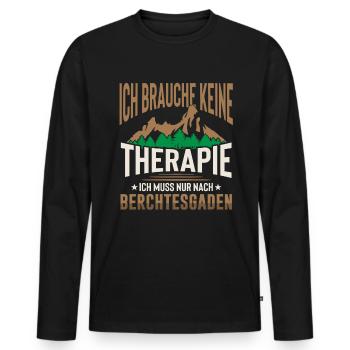 Berchtesgaden keine Therapie Watzmann Wandern - Männer Premium Bio Langarmshirt - Schwarz - Vorne - Nico (187cm)