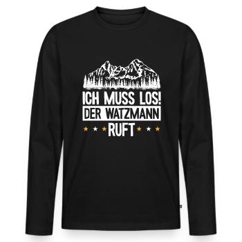 Der Watzmann ruft Berchtesgaden Wandern - Männer Premium Bio Langarmshirt - Schwarz - Vorne - Nico (187cm)