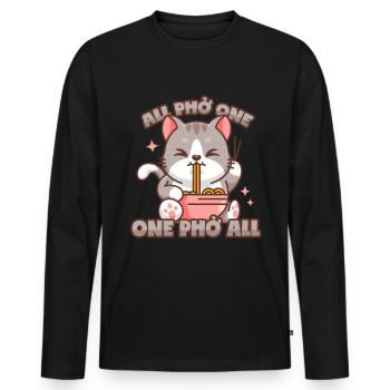 Phở Cat Vietnamese Pho Soup Pun - Men's Premium Organic Long Sleeve Shirt - black - Front - Nico (187cm)