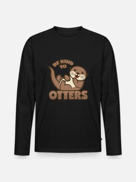 Otter Pun - Men's Premium Organic Long Sleeve Shirt - black