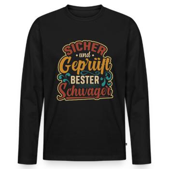Retro sicher bester Schwager Spruch - Männer Premium Bio Langarmshirt - Schwarz - Vorne - Nico (187cm)