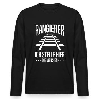 Rangierer Weichen Spruch Zug Beruf - Männer Premium Bio Langarmshirt - Schwarz - Vorne - Nico (187cm)