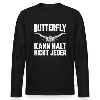 Schwimmen kann halt nicht jeder Schwimmer - Männer Premium Bio Langarmshirt - Schwarz - Vorne - Nico (187cm)