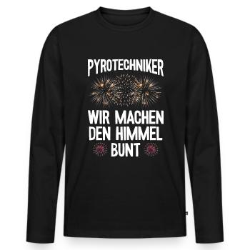 Pyrotechniker Himmel bunt Böller Pyrotechnik - Männer Premium Bio Langarmshirt - Schwarz - Vorne - Nico (187cm)