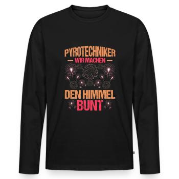 Pyrotechniker Himmel bunt Böller Pyrotechnik - Männer Premium Bio Langarmshirt - Schwarz - Vorne - Nico (187cm)