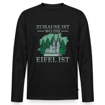 Zuhause ist wo die Eifel ist Pfalz Pfälzer - Männer Premium Bio Langarmshirt - Schwarz - Vorne - Nico (187cm)
