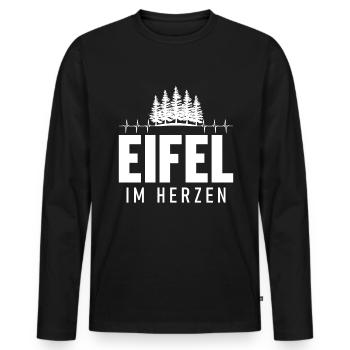 Eifel im Herzen Herzschlag Pfalz Pfälzer - Männer Premium Bio Langarmshirt - Schwarz - Vorne - Nico (187cm)