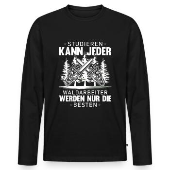 Waldarbeiter werden nur die Besten Forstwirt - Männer Premium Bio Langarmshirt - Schwarz - Vorne - Nico (187cm)